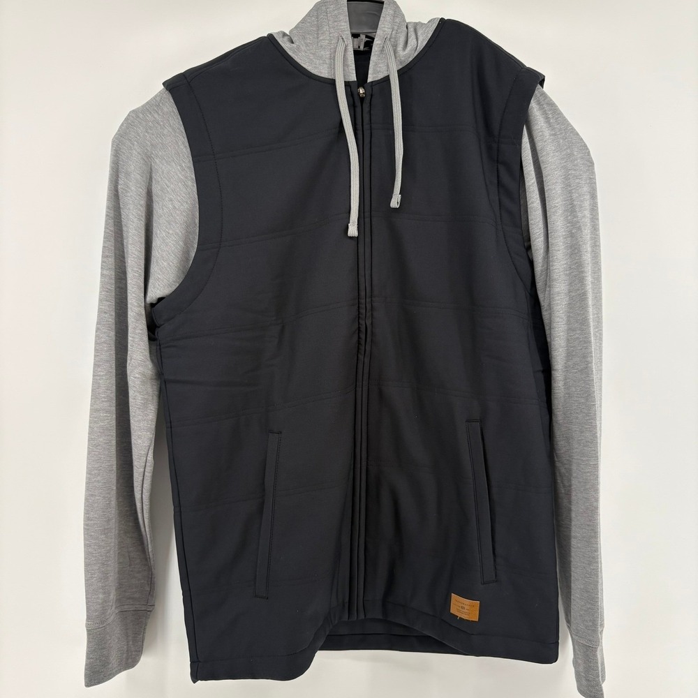 TravisMathew CONCORDE Vest Hoodie Black Heather Grey Mens Size S Style 1M724 - Picture 2 of 11